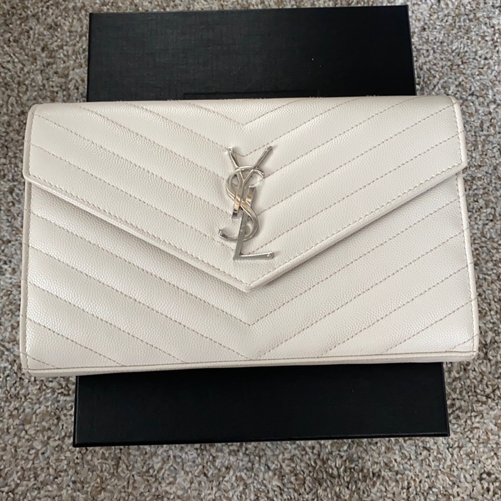 Chevron Quilted Grained Leather Envelope Bag